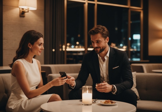 Couple lors d'un rendez-vous élégant, illustration des applications de rencontre sélectives
