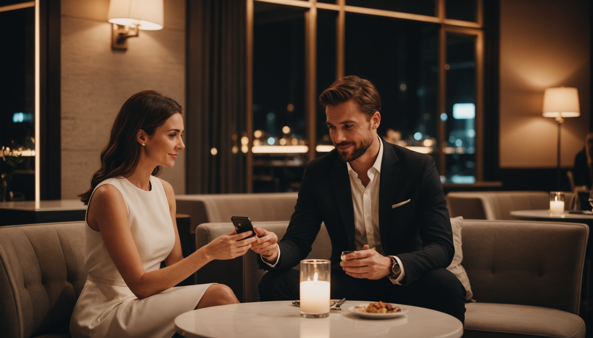 Couple lors d'un rendez-vous élégant, illustration des applications de rencontre sélectives