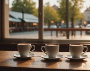 Deux tasses de café face à face sur une table en bois, illustration d'une rencontre sérieuse gratuite