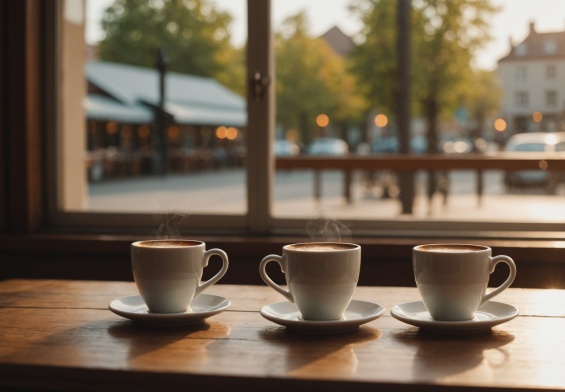 Deux tasses de café face à face sur une table en bois, illustration d'une rencontre sérieuse gratuite