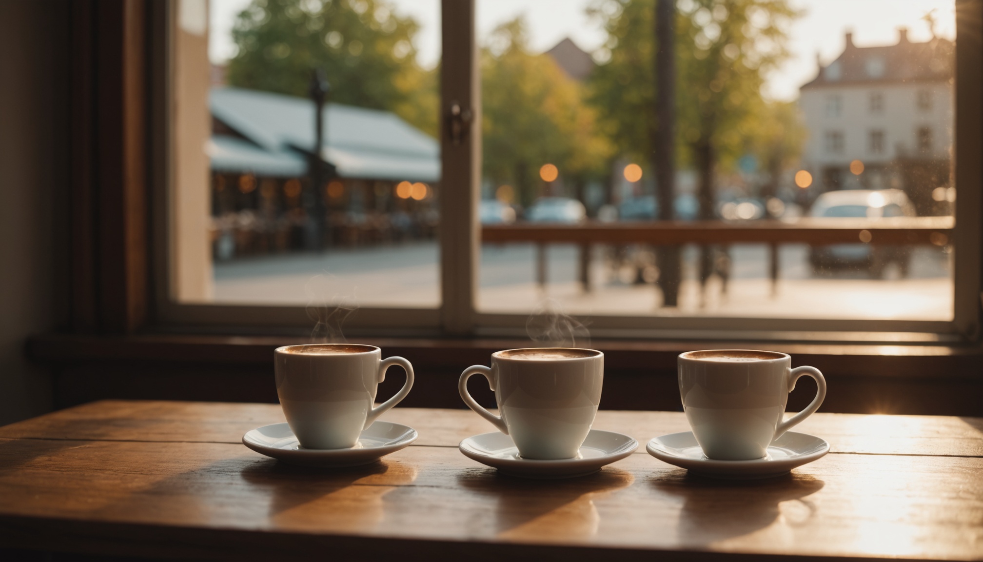Deux tasses de café face à face sur une table en bois, illustration d'une rencontre sérieuse gratuite