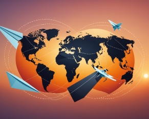 Illustration générée par IA représentant une connexion internationale symbolisant la rencontre entre expatriés, ne représente aucun lieu ni personne réelle