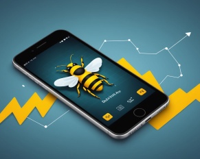 Illustration d'une icône d'application de rencontre face à un graphique boursier en baisse
